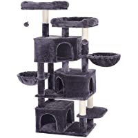 FEANDREA Árbol Grande para Gatos con 3 Cuevas para Gatos- Torre para Gatos de 164 cm- Gris Ahumado PCT98G